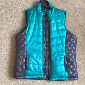 Teal/grey reversible polyester vest